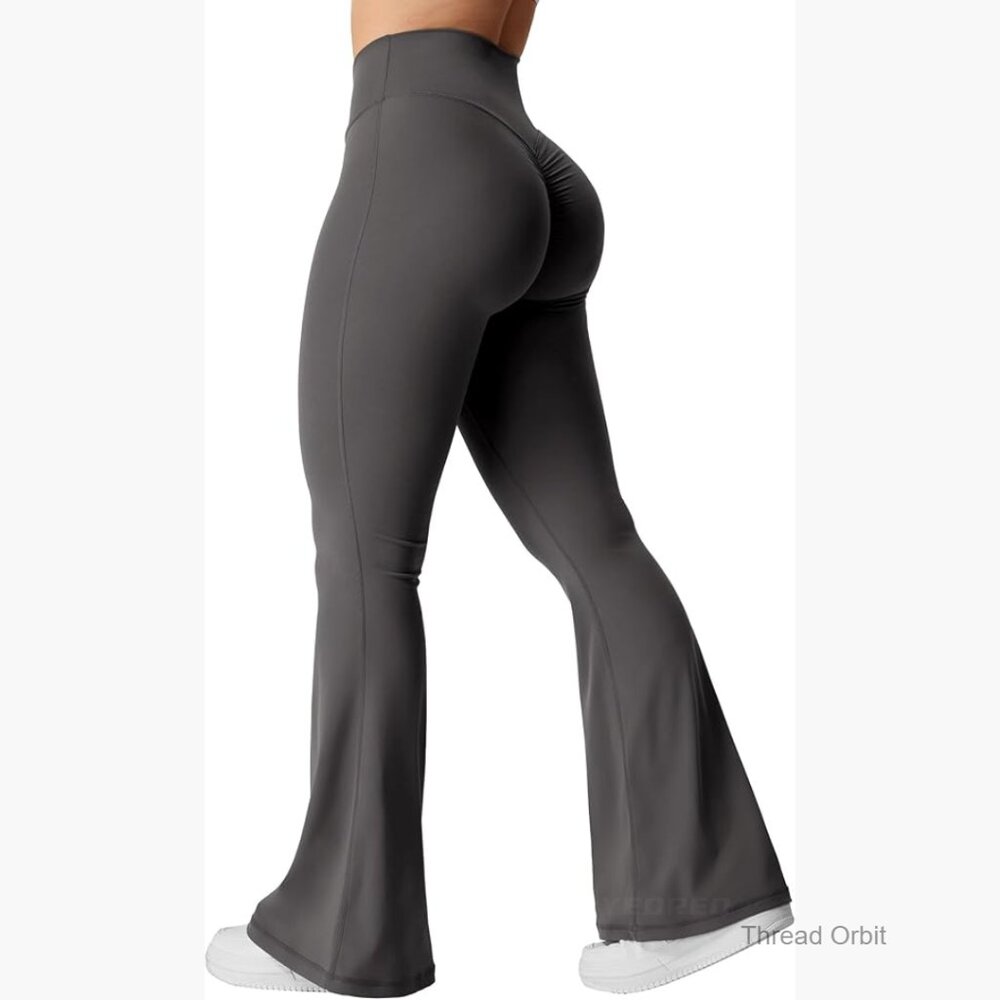 Flare Yoga Leggings High V Cross Waist Scrunch Butt Lift Squat Proof